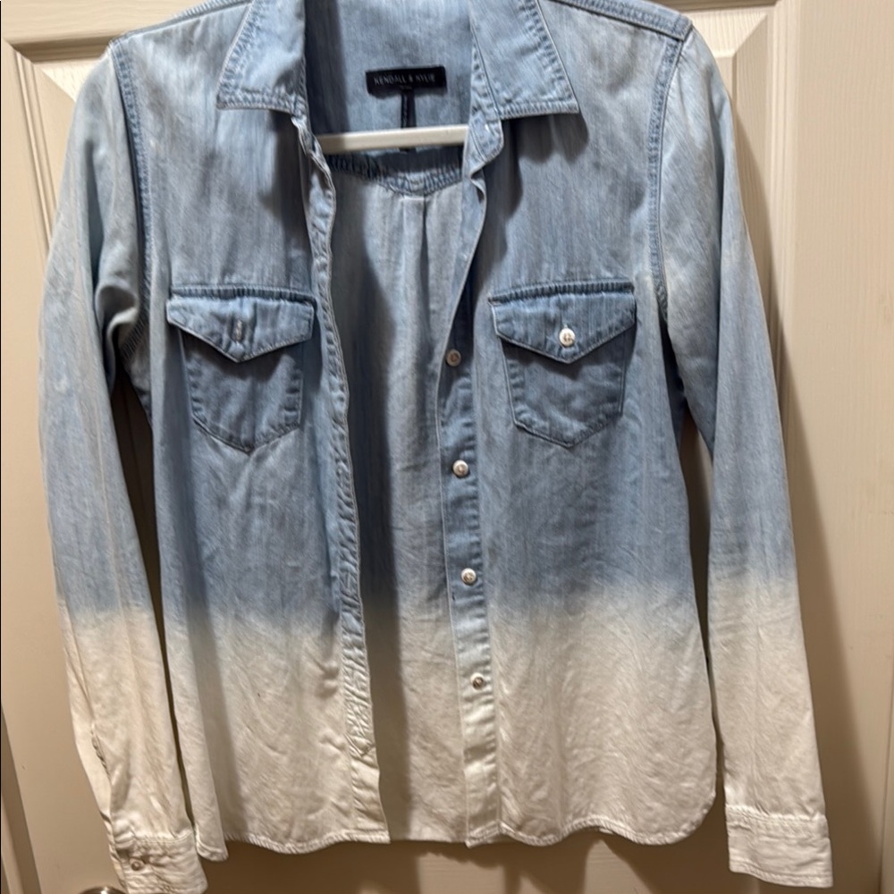 Kendall & Kylie Blue and White Button Down Shirt